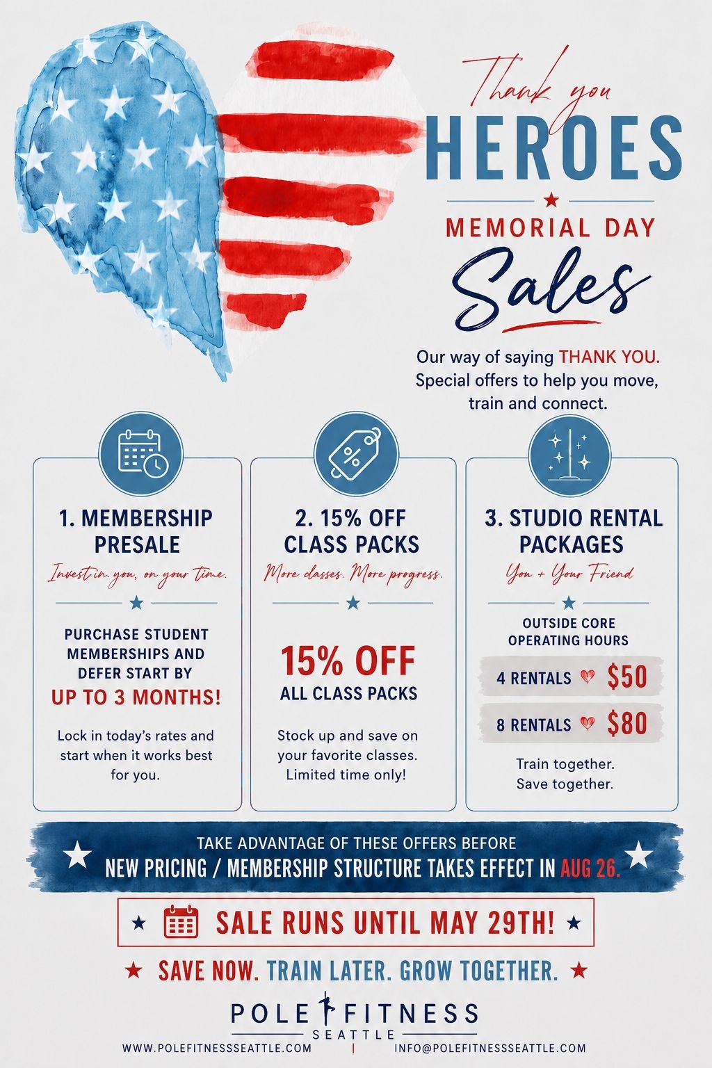 Pole Fitness Seattle Memorial Day Sale flyer